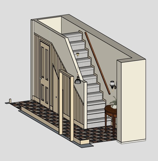 3D render of hallway design.